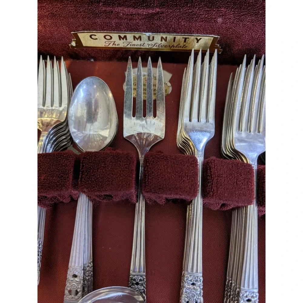 Vintage 1936 Coronation Silverware Set by Community Plate - Original Box 110 PCS